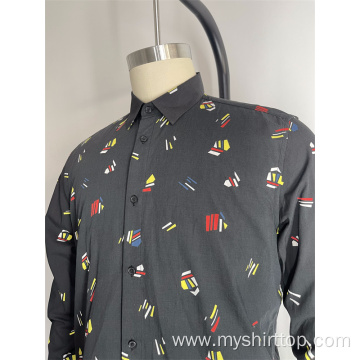 100% Poplin Cotton Printed Long Sleeved Shirt